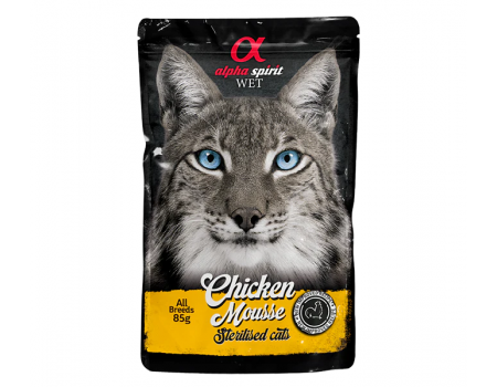 Вологий корм Alpha Spirit STERILIZED CAT, для стерилізованих котів, курка, мусс, 85 г