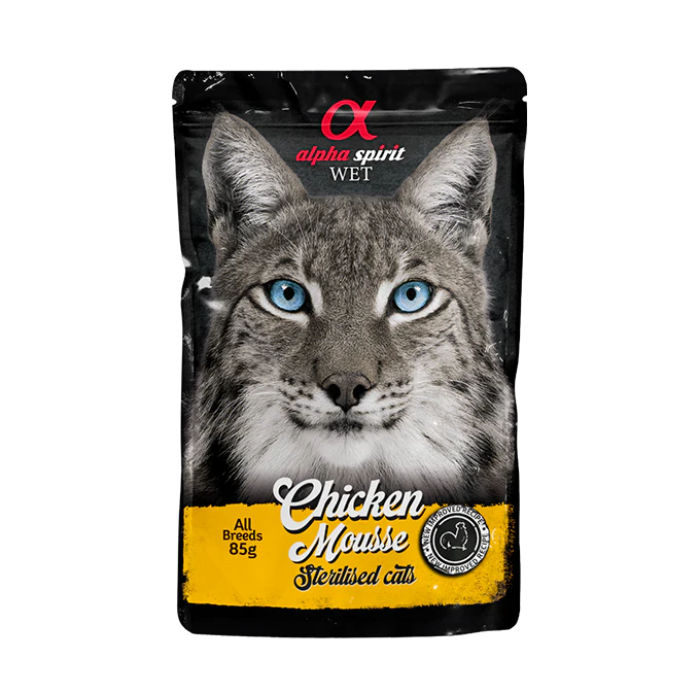 Вологий корм Alpha Spirit STERILIZED CAT, для стерилізованих котів, курка, мусс, 85 г
