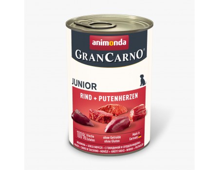 Вологий корм Animonda GranCarno Junior Beef + Turkey hearts з яловичиною та індичкою для цуценят, 400 г