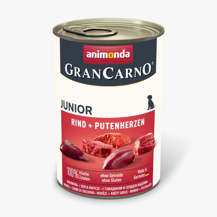 Вологий корм Animonda GranCarno Junior Beef + Turkey hearts з яловичиною та індичкою для цуценят, 400 г