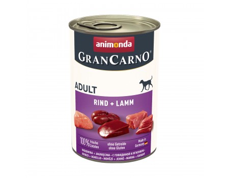 Вологий корм для собак Animonda GranCarno, з яловичиною і ягням, 400 г