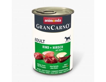 Вологий корм Animonda GranCarno Adult Beef + Deer with Apple з яловичиною, олениною та яблуком для собак, 400 г