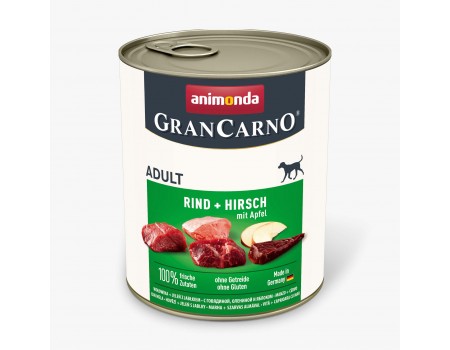 Вологий корм Animonda GranCarno Adult Beef + Deer with Apple з яловичиною, олениною та яблуком для собак, 800 г