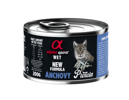 Повнораціонний вологий корм Alpha Spirit ANCHOVY, для дорослих котів, анчоуси, 200 г
