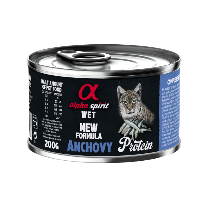 Повнораціонний вологий корм Alpha Spirit ANCHOVY, для дорослих котів, анчоуси, 200 г
