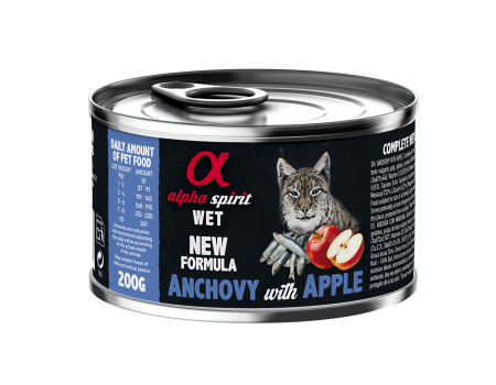 Полнорационный влажный корм Alpha Spirit ANCHOVY WITH RED APPLE, для взрослых кошек, анчоусы с красным яблоком, 200 г