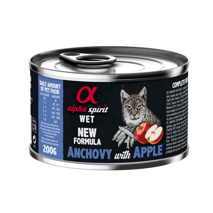 Повнораціонний вологий корм Alpha Spirit ANCHOVY WITH RED APPLE, для дорослих котів, анчоуси з червоним яблуком, 200 г