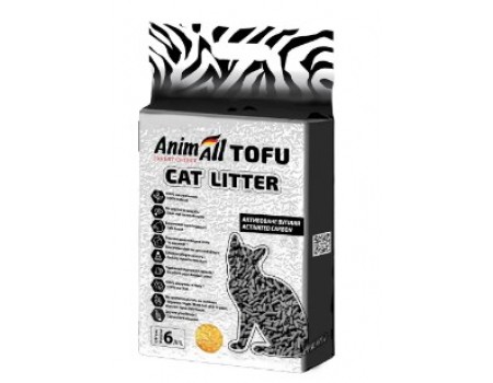 AnimAll TOFU Carbon Activ - ТОФУ Активированный уголь - соевый наполнитель для кошек - 6 л / 2,6 кг