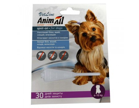 Капли спот-он AnimAll VetLine для собак 4 - 10 кг, 1 шт х 2 мл