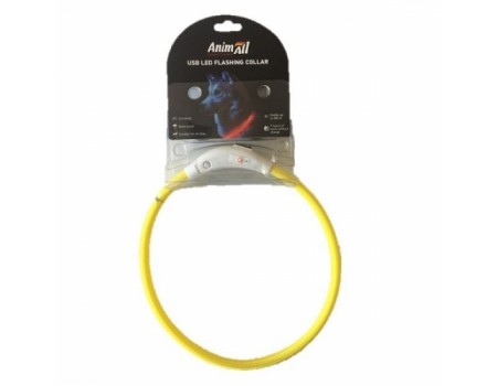 AnimAll ошейник для собак LED желтый (с подзарядкой USB), 70 см