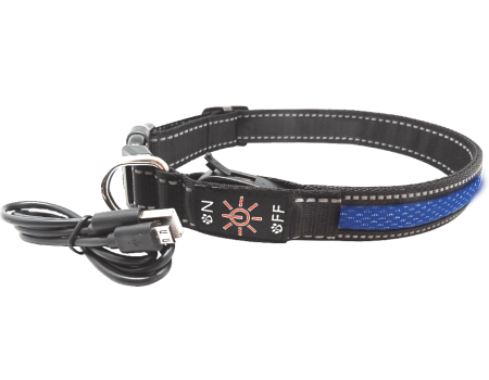AnimAll ошейник для собак LED, синий (с подзарядкой USB), M, L2.5м/40-50см