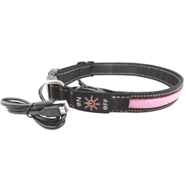 AnimAll ошейник для собак LED, розовый (с подзарядкой USB), S, L2.5м/3..