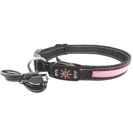 AnimAll нашийник для собак LED, рожевий (з підзарядкою USB), S, L2.5м/..
