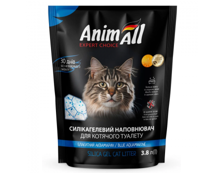 AnimAll "Блакитна долина" - Силікагелевий наповнювач для котячого туалету, 1,9 кг/3,8л