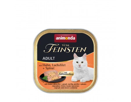 Вологий корм Animonda Vom Feinsten Adult with Chicken, Salmon filet + Spinach з куркою, лососем і шпинатом для котів, 100 г