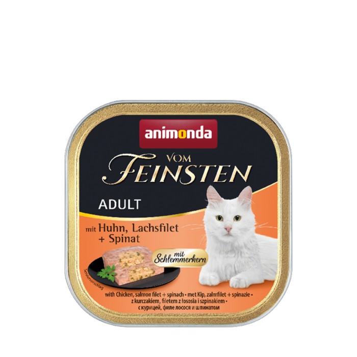 Влажный корм Animonda Vom Feinsten Adult with Chicken, Salmon filet + Spinach с курицей, лососем и шпинатом для кошек, 100 г