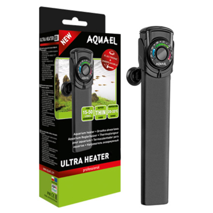 Aquael ULTRA HEATER 50W - сверхточный обогреватель для аквариумов 15-50 л.