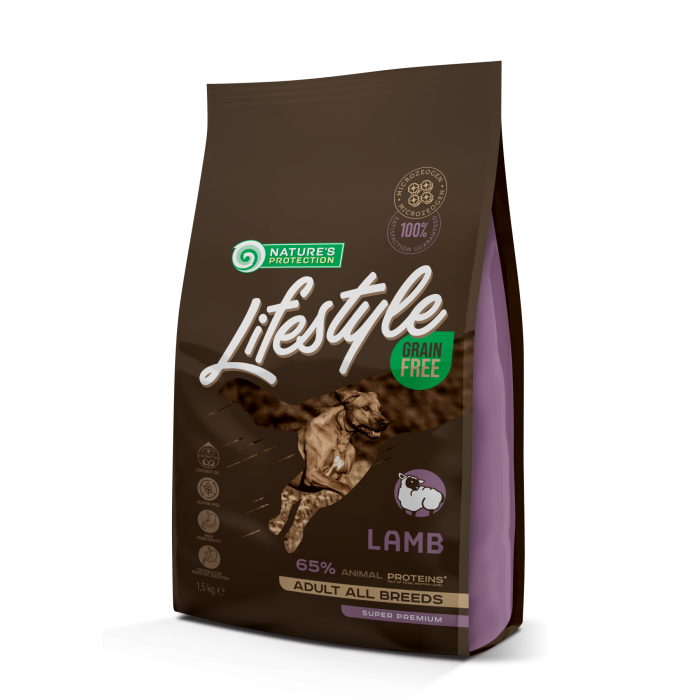 Сухой корм Nature's Protection Lifestyle Grain Free Lamb Adult All Breeds для собак всех пород, 1,5 кг