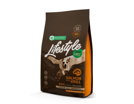 Сухой корм Nature's Protection Lifestyle Grain Free Junior для щенков, с лососем и крилем, 1.5 кг