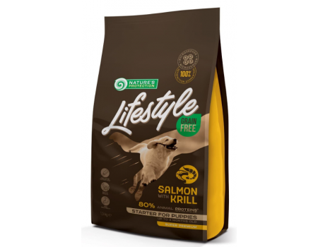 Сухой корм Nature's Protection Lifestyle Grain Free Starter для щенков, с лососем и крилем, 1.5 кг
