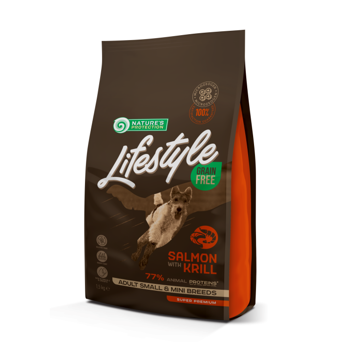 Сухий корм Nature's Protection Lifestyle Grain Free Small & Mini для собак дрібних порід, з лососем, 1.5 кг