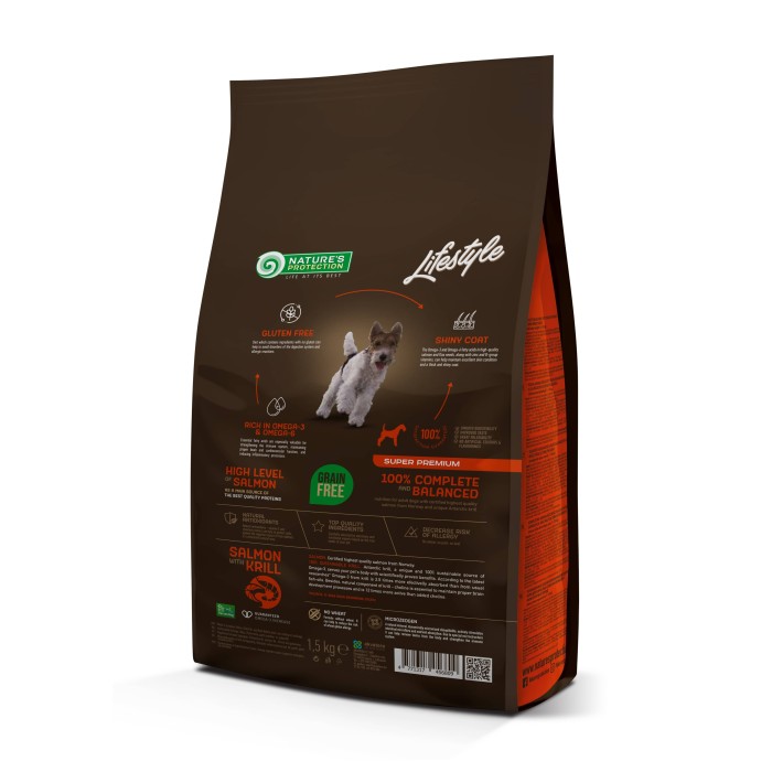 Сухий корм Nature's Protection Lifestyle Grain Free Small & Mini для собак дрібних порід, з лососем, 1.5 кг