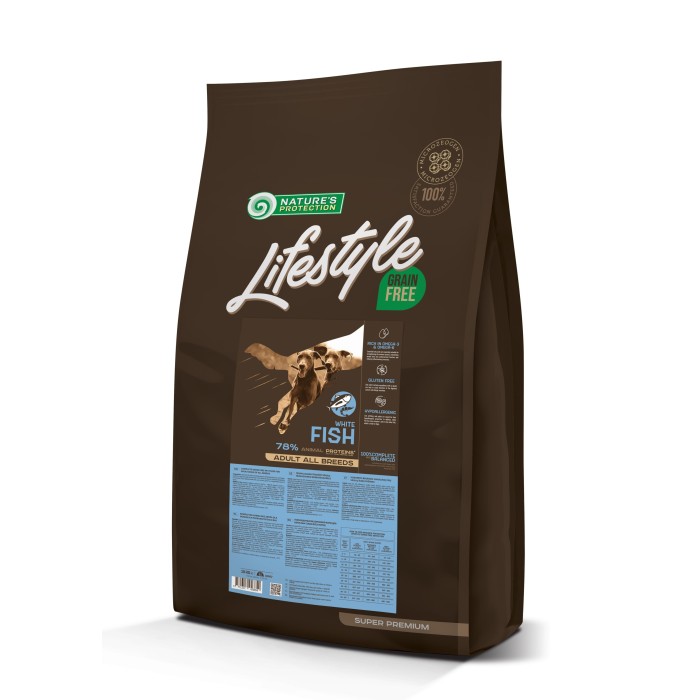 Сухий корм Nature's Protection Lifestyle Grain Free White Fish Adult для собак, з білою рибою, 10 кг