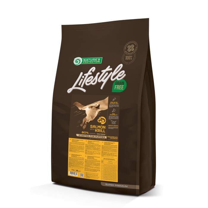 Сухий корм Nature's Protection Lifestyle Grain Free Starter для цуценят, з лососем і крилем, 10 кг