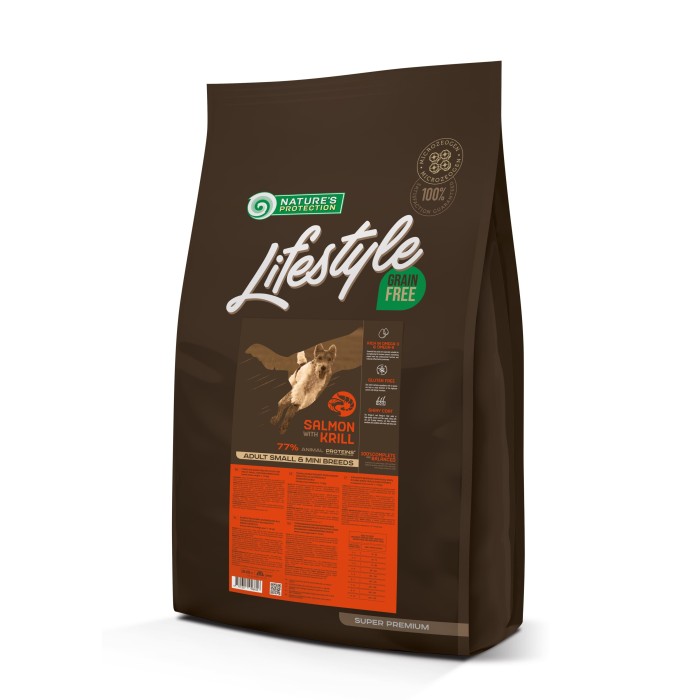 Сухий корм Nature's Protection Lifestyle Grain Free Small & Mini для собак дрібних порід, з лососем, 10 кг