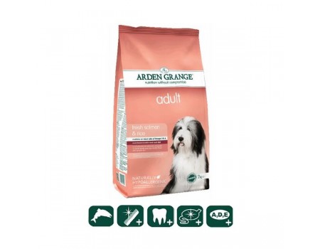 Arden Grange Adult Dog Salmon & Rice Корм сухой для взрослых собак с чувствительным желудком и кожей со свежим лососем и рисом 2 кг