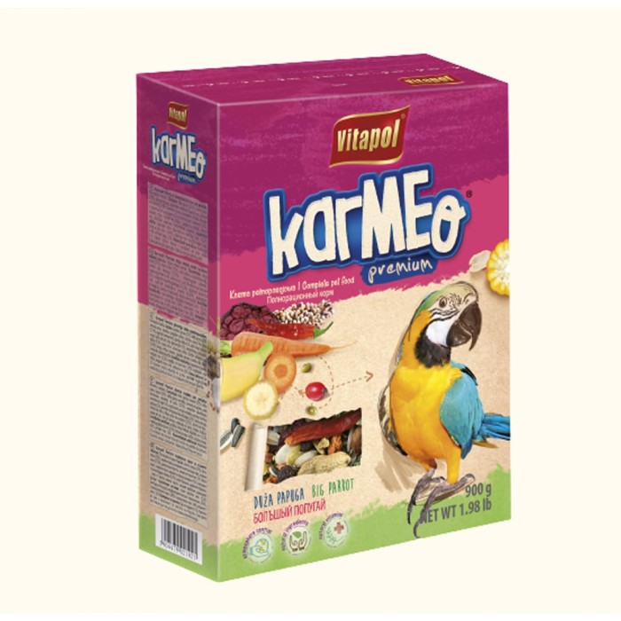 Vitapol Karmeo преміум повсякденний корм для великих папуг, 0.9 кг