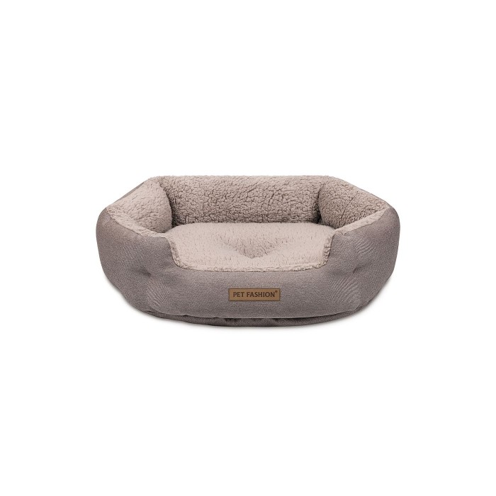 Лежак Pet Fashion BRIG для собак штучне хутро меблева тканина кавовий 58х48х20 см