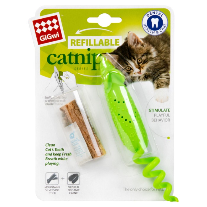 Іграшка для котів Мишка гумова GiGwi Refillable Catnip, гума, 16,5 см