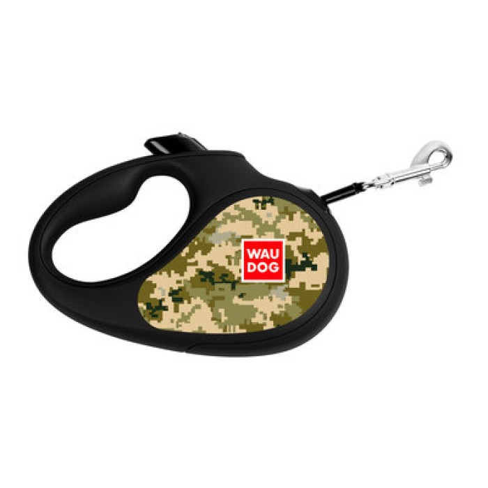 Повідець-рулетка для собак WAUDOG R-leash  "Мілітарі" M до 25 кг 5м світловідбивна стрічка