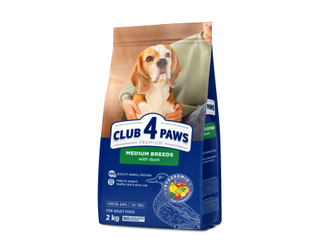 Корм Club 4 Paws для собак середніх порід качка 2 кг