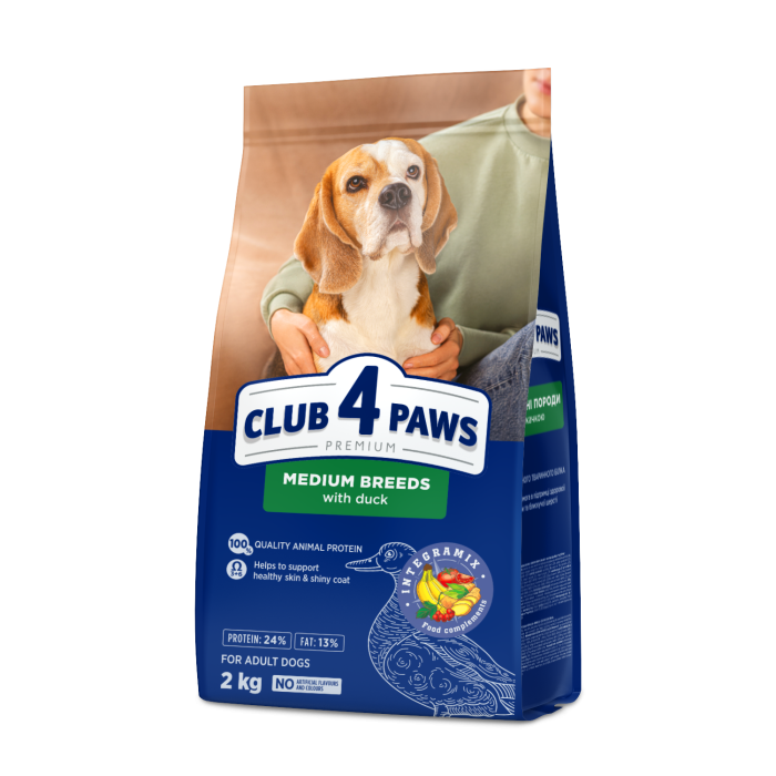 Корм Club 4 Paws для собак середніх порід качка 2 кг