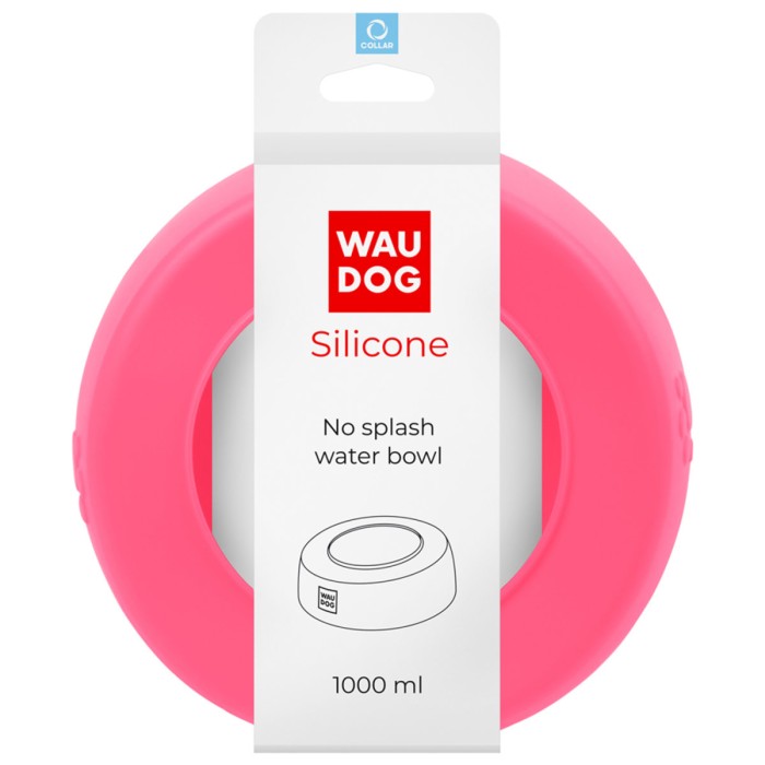 Миска-непроливайка WAUDOG Silicone, 1 л, рожевий