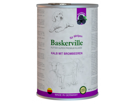 Влажный корм Baskerville Super Premium Kalb Mit Brombeeren для щенков, телятина и ежевика, 800 г