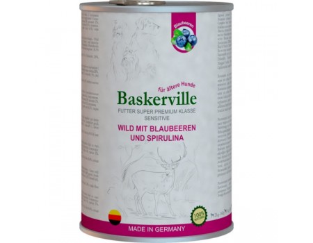 Влажный корм Baskerville Sensitive Wild Mit для собак, оленина с черникой и спирулиной, 800 г