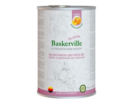 Вологий корм Baskerville Holistic Rind und Lachs для собак, качка і кабан з гарбузом і зеленню, 400 г