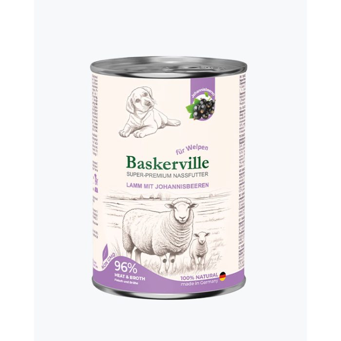 Вологий корм для цуценят Baskerville Ягня та смородина, 400 г