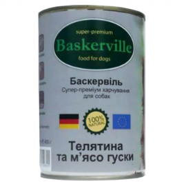 Вологий корм Baskerville для собак, телятина і м'ясо гусака 400 г..