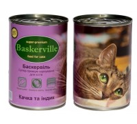 Влажный корм Baskerville для котов, утка и индюк, 400 г..