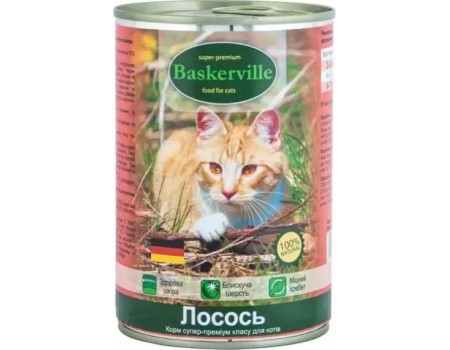 Вологий корм Baskerville для котів, лосось, 400 г