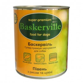 Вологий корм Baskerville для собак, півень з рисом і цукіні 800 г..