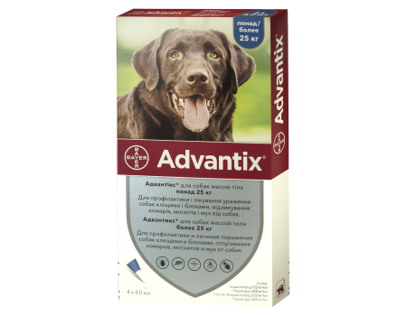 Bayer (Байєр) Адвантікс – для собак понад 25 кг (упаковка 4 піпетки, ціна за 1 шт).