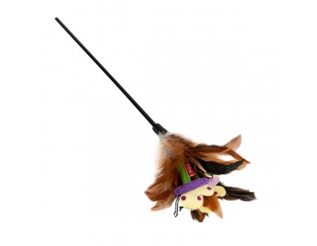 Игрушка для кошек Дразнилка с перьями на стеке GiGwi Teaser, перо, пластик, текстиль, 55 см