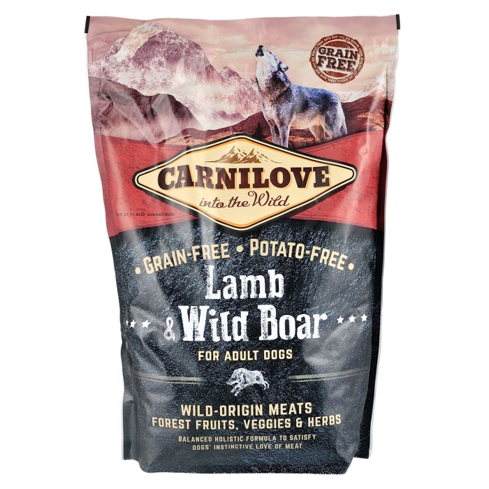 Сухий корм Carnilove Lamb and Wild Boar, для дорослих собак усіх порід, з ягнятиною та диким кабаном, 1,5 кг