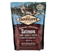 Carnilove Cat Salmon Sensitive & LongHair с лососем для взрослых кошек..
