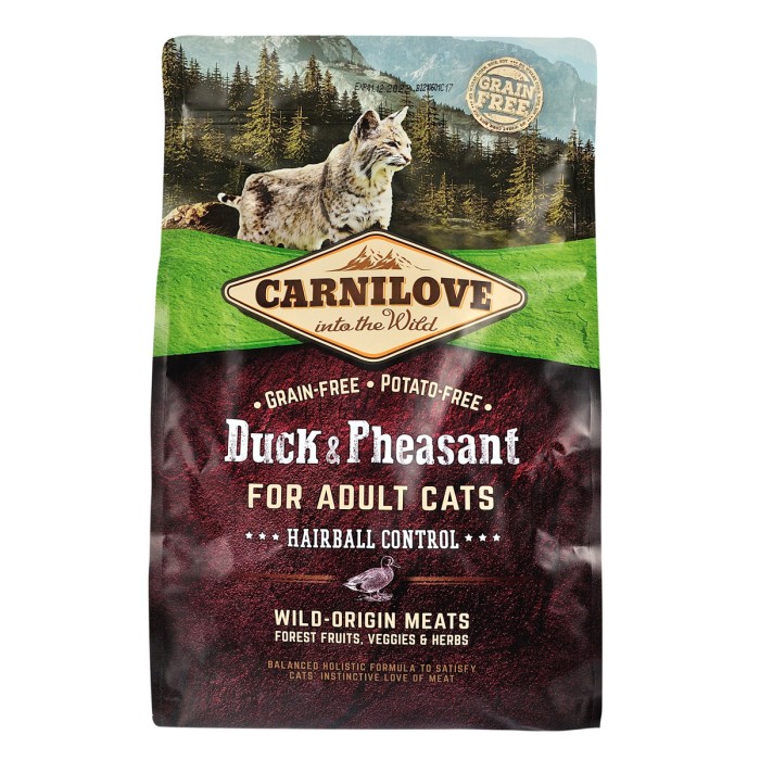 Корм сухий Carnilove Duck & Pheasant Hairball Control, для дорослих котів,  виведення грудок вовни, з качкою та фазаном, 6 кг